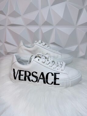 Versace White Sneakers with Bold Black Logo
